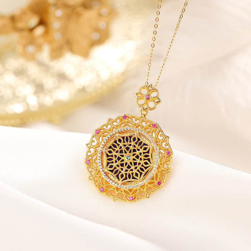 925 Sterling Silver Gold Plated Lazurite Spiritual Necklace Pendant