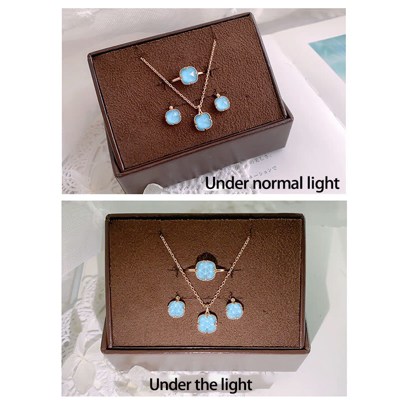 925 Sterling Silver Gold Plated Turquoise Protection Jewelry Set