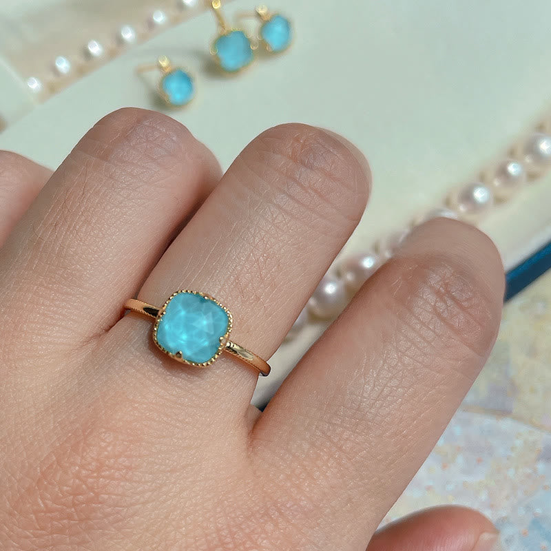 925 Sterling Silver Gold Plated Turquoise Protection Jewelry Set