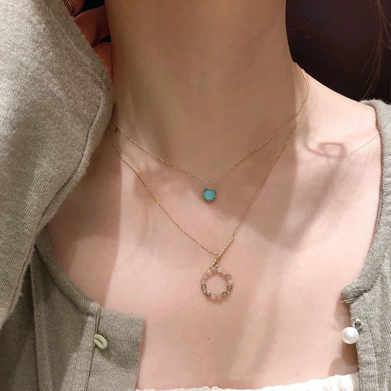 925 Sterling Silver Gold Plated Turquoise Protection Jewelry Set