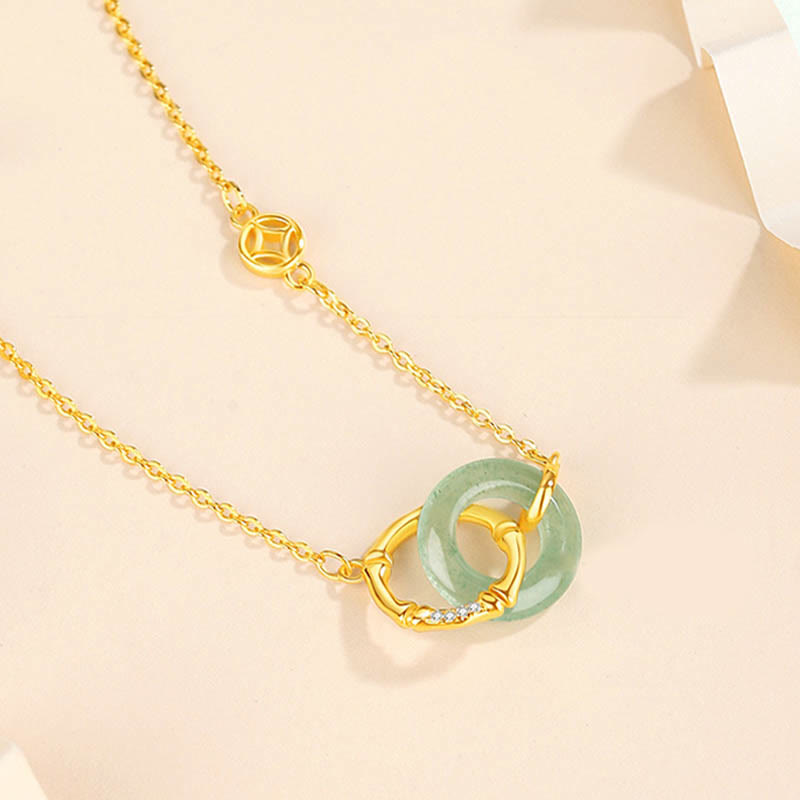 925 Sterling Silver Green Aventurine Peace Buckle Necklace