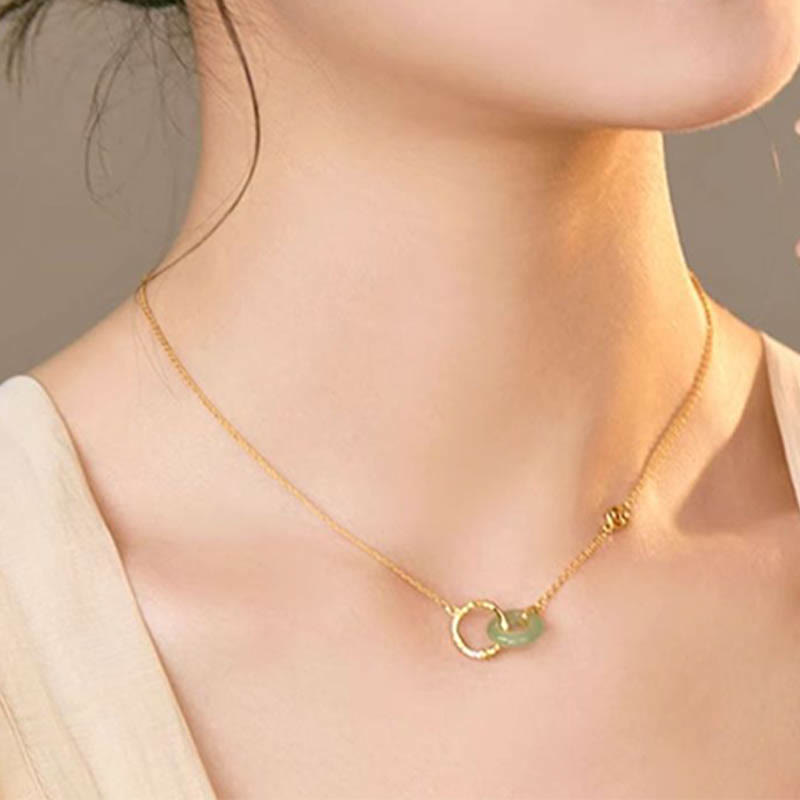 925 Sterling Silver Green Aventurine Peace Buckle Necklace