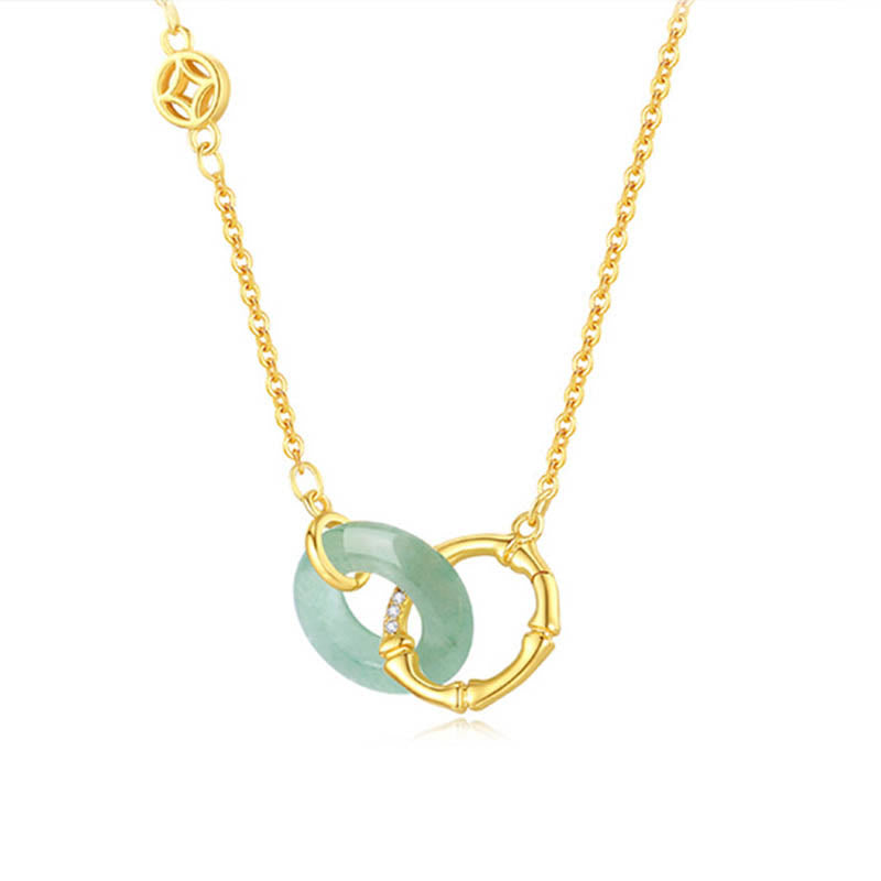925 Sterling Silver Green Aventurine Peace Buckle Necklace