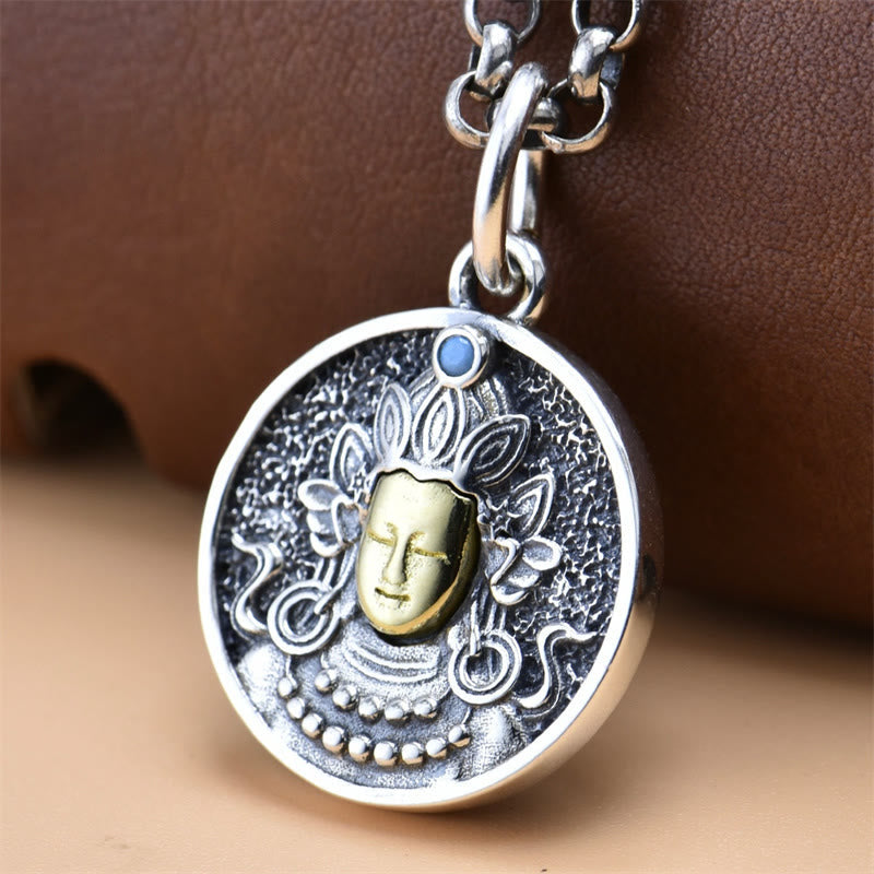 925 Sterling Silver Green Tara Double Dorje Vajra Spiritual Necklace