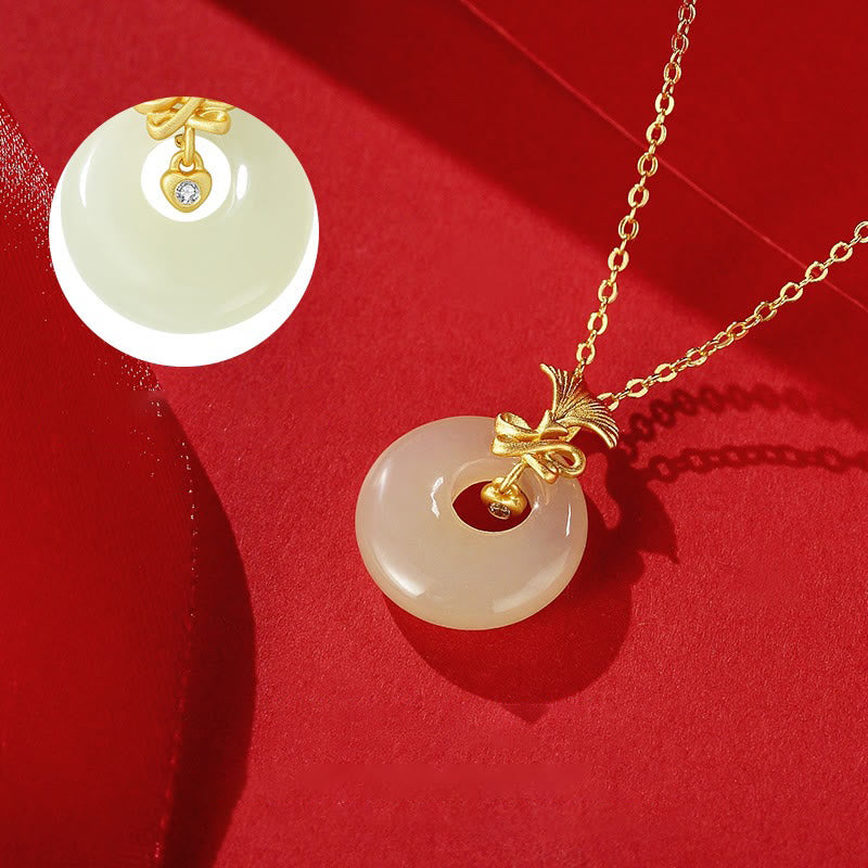 925 Sterling Silver Hetian Jade Prosperity Carnation Flower Necklace