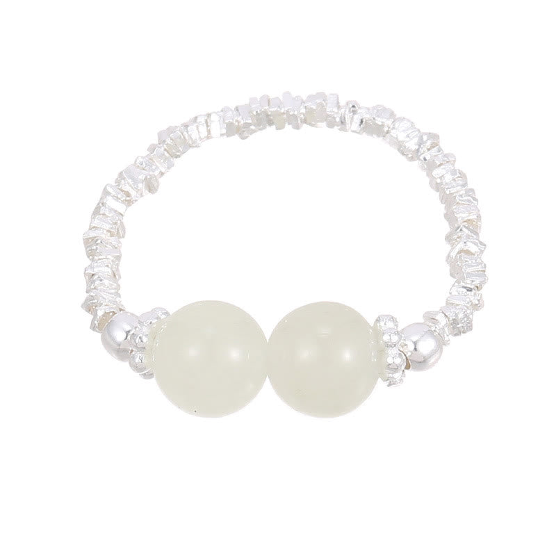 925 Sterling Silver Hetian Jade Ring - 6mm