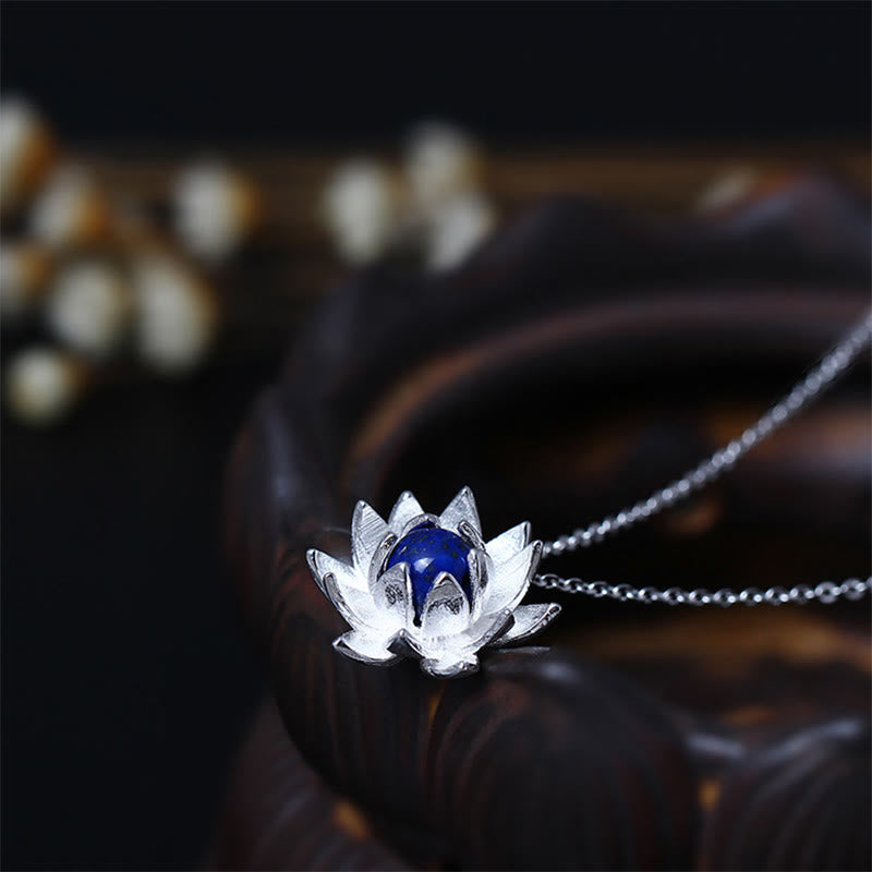 925 Sterling Silver Lazurite Lotus Necklace for Self Care