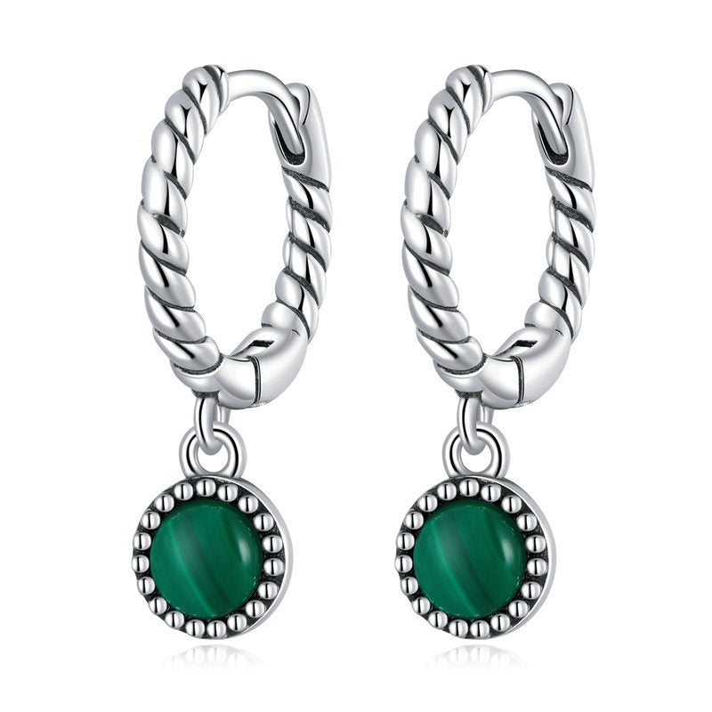 925 Sterling Silver Malachite Anti-Anxiety Drop Earrings
