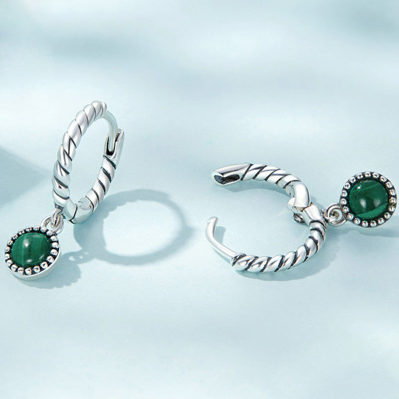 925 Sterling Silver Malachite Anti-Anxiety Drop Earrings