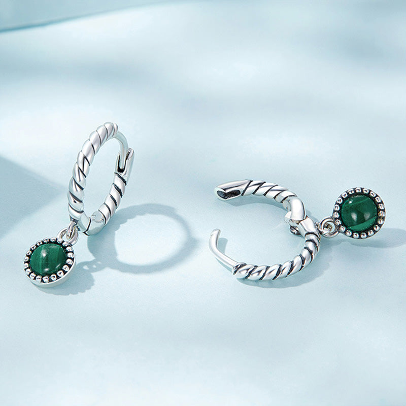 925 Sterling Silver Malachite Anti-Anxiety Drop Earrings
