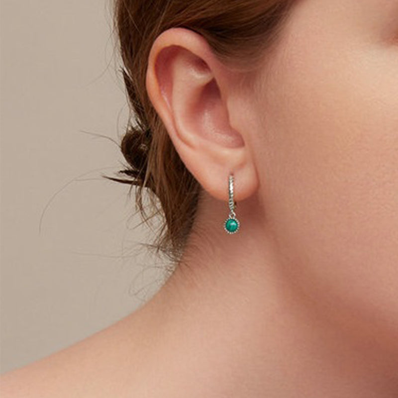 925 Sterling Silver Malachite Anti-Anxiety Drop Earrings