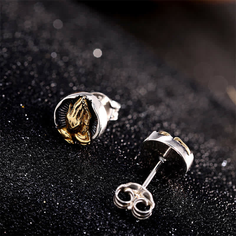 925 Sterling Silver Namaste Spiritual Stud Earrings for Equality & Protection