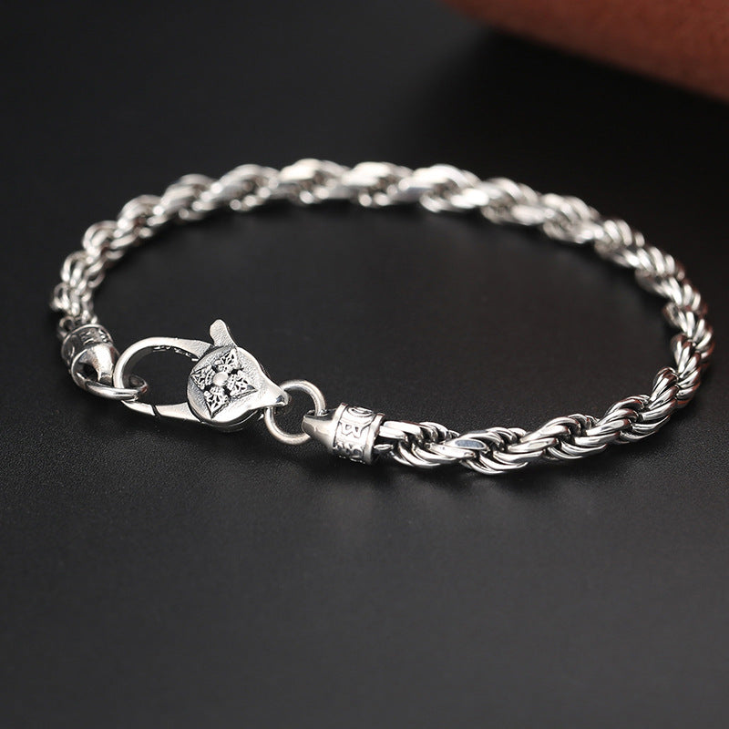 925 Sterling Silver Om Mani Padme Hum Bracelet 18cm Peace & Love