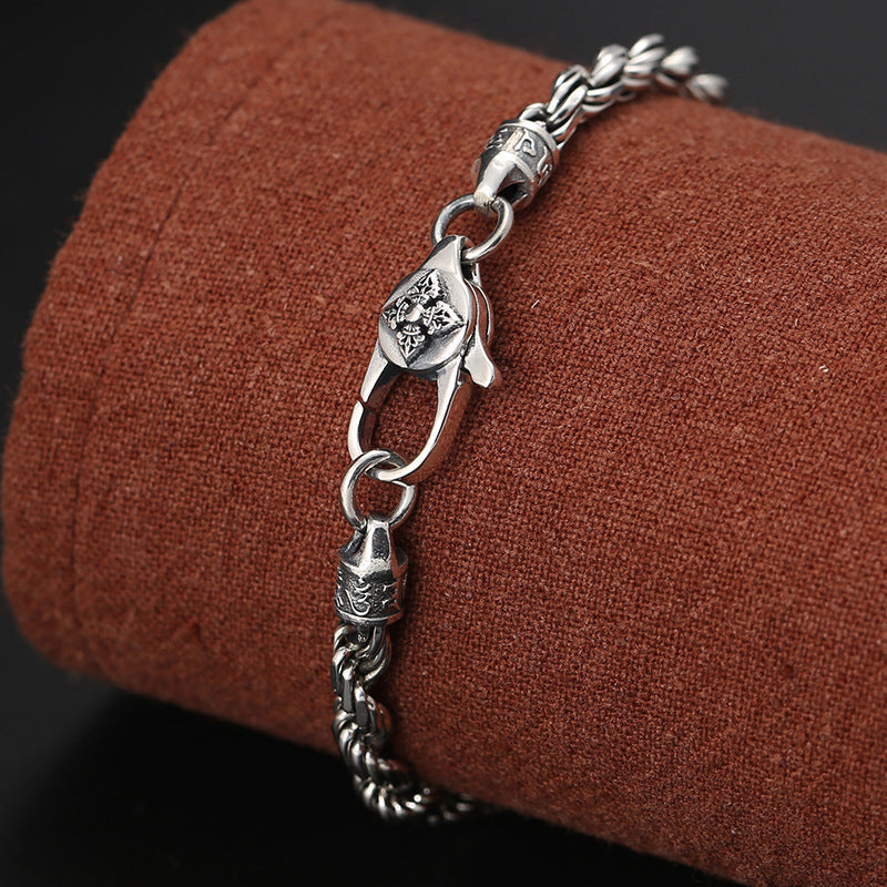 925 Sterling Silver Om Mani Padme Hum Bracelet 18cm Peace & Love