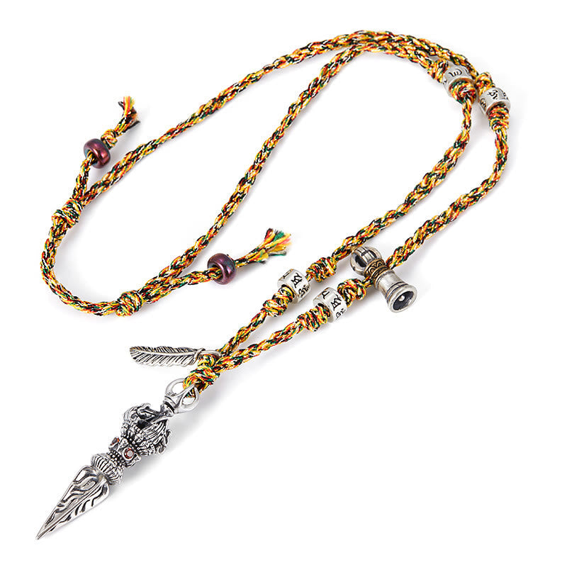 925 Sterling Silver Om Mani Padme Hum Necklace Dorje Vajra Pendant