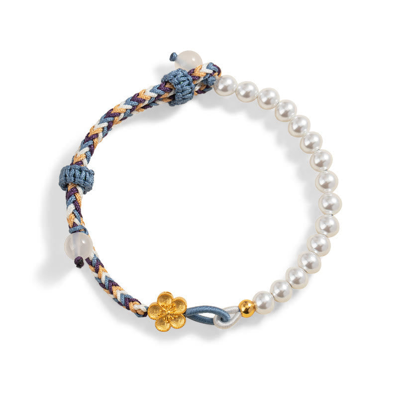 925 Sterling Silver Pearl Bracelet with Peach Blossom | Healing Harmony