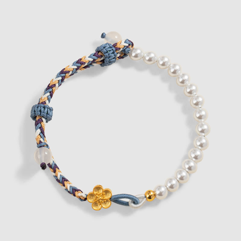 925 Sterling Silver Pearl Bracelet with Peach Blossom | Healing Harmony