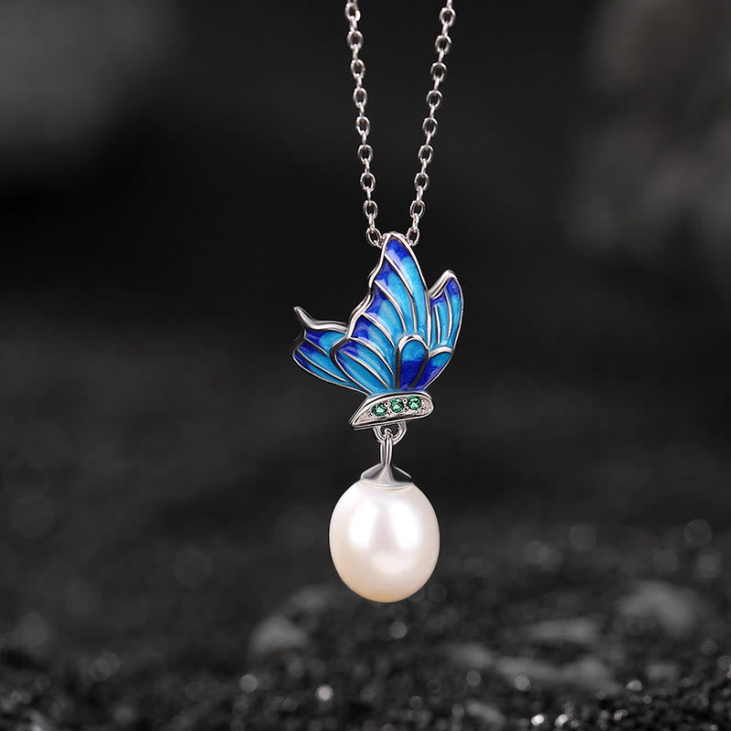 925 Sterling Silver Pearl Butterfly Healing Jewelry Set