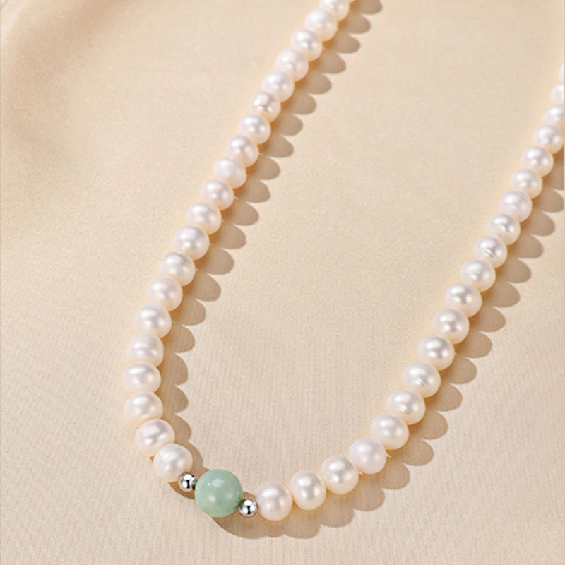 925 Sterling Silver Pearl Jewelry Set with Necklace Bracelet Earrings