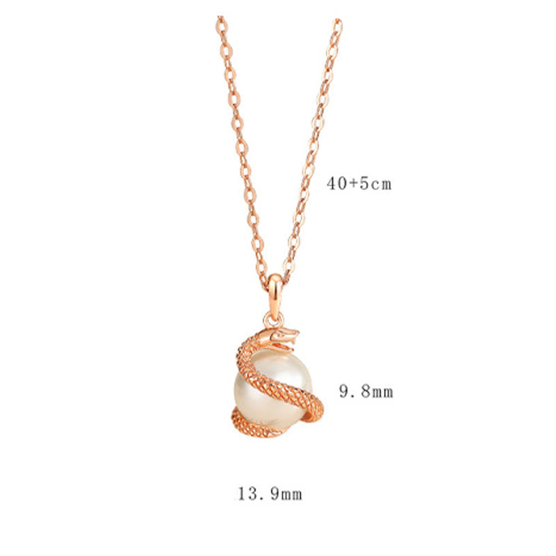 925 Sterling Silver Pearl Snake Balance Necklace Pendant