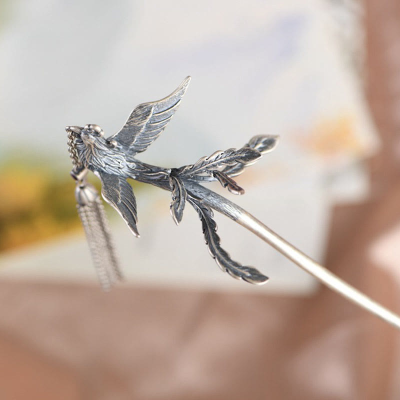925 Sterling Silver Phoenix Hairpin | Protection Symbol