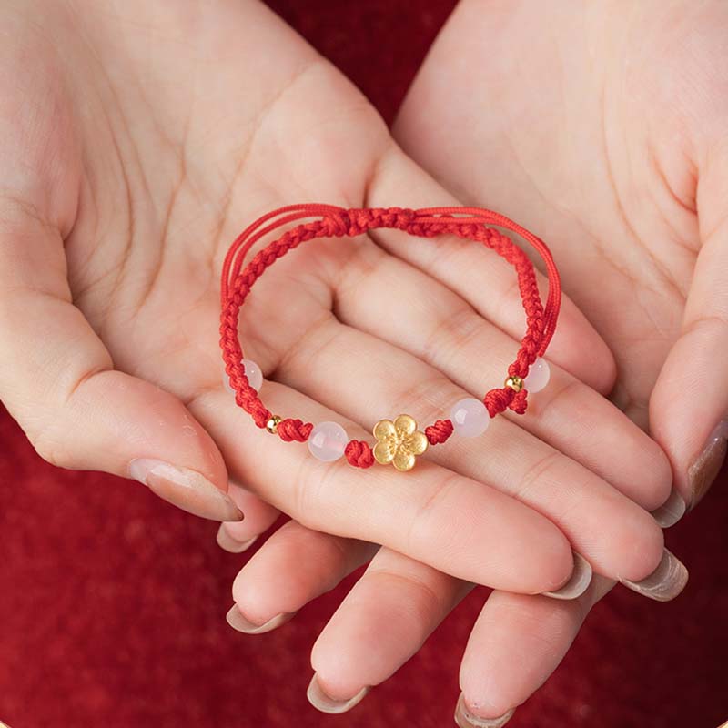 925 Sterling Silver Red Rope Chalcedony Luck Bracelet