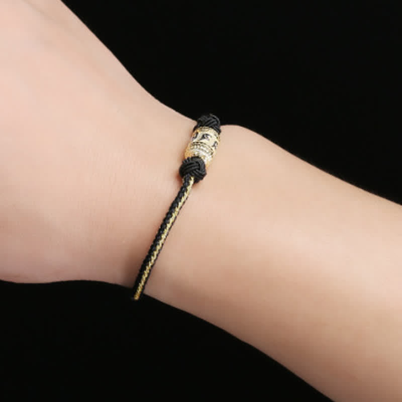 925 Sterling Silver Red String Prayer Wheel Bracelet for Luck Strength