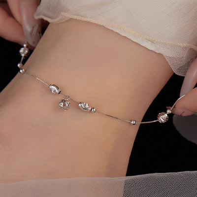 925 Sterling Silver Simple Bead Anklet