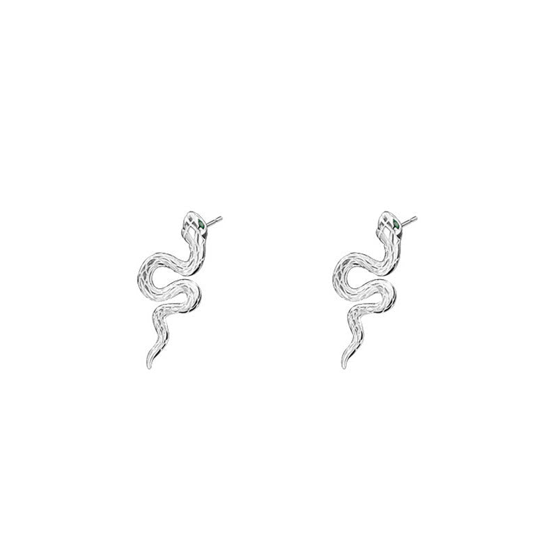 925 Sterling Silver Snake Balance Necklace Pendant Earrings Set