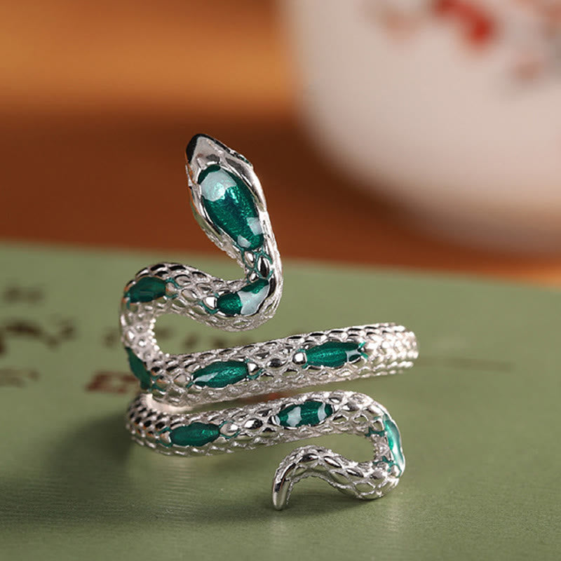 925 Sterling Silver Snake Blessing Ring