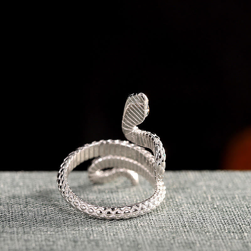 925 Sterling Silver Snake Blessing Ring