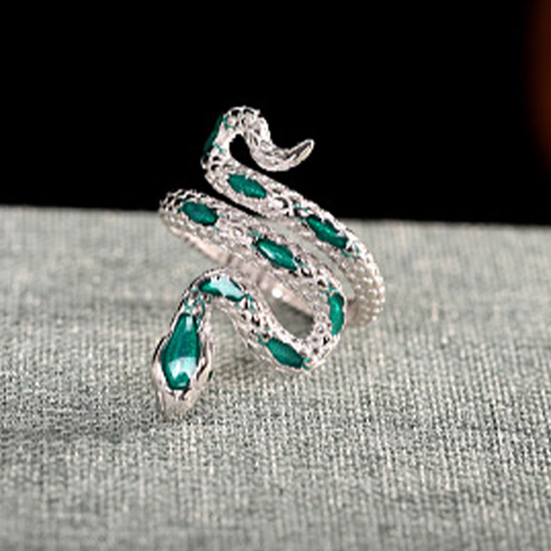 925 Sterling Silver Snake Blessing Ring