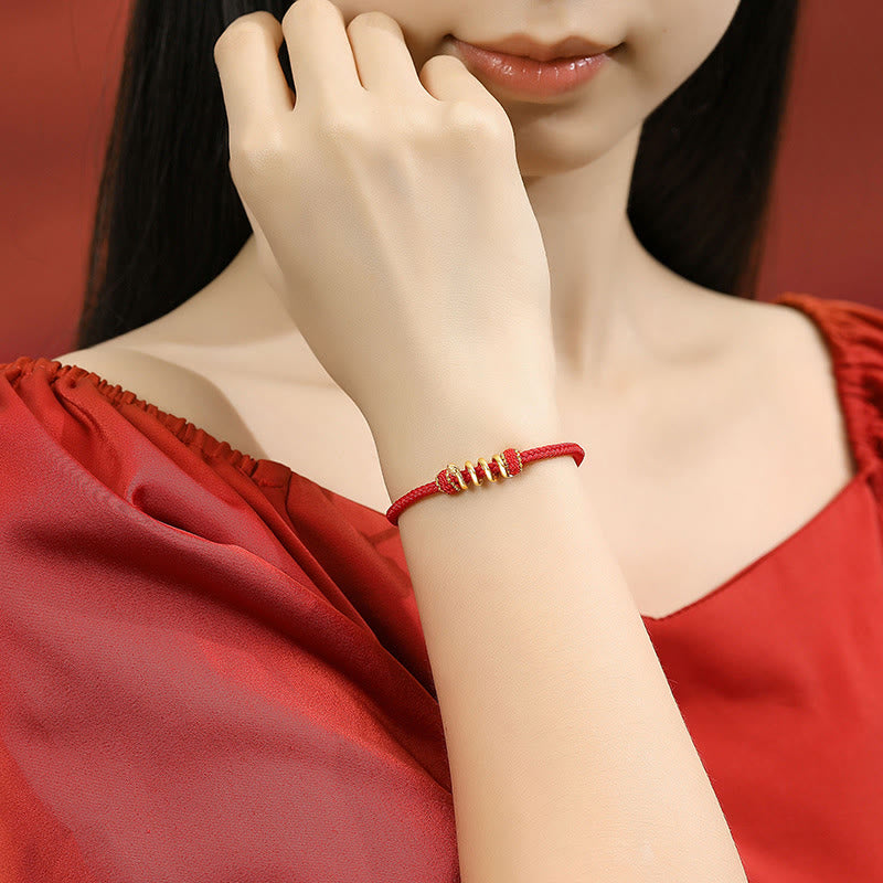 925 Sterling Silver Snake Red String Bracelet