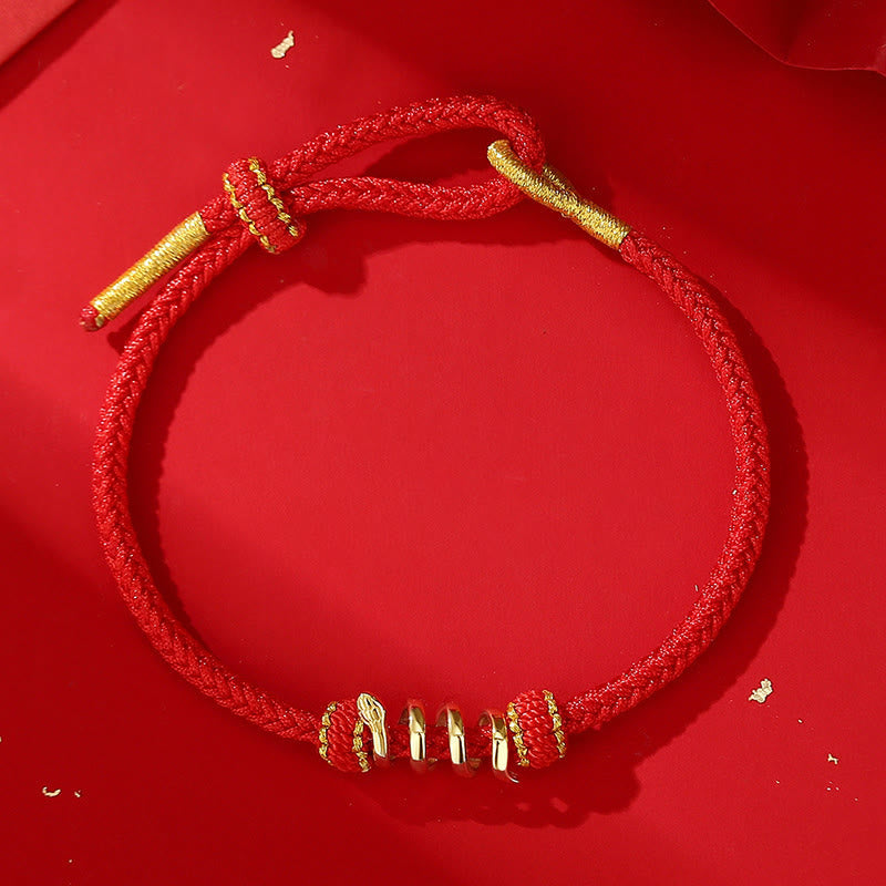 925 Sterling Silver Snake Red String Bracelet