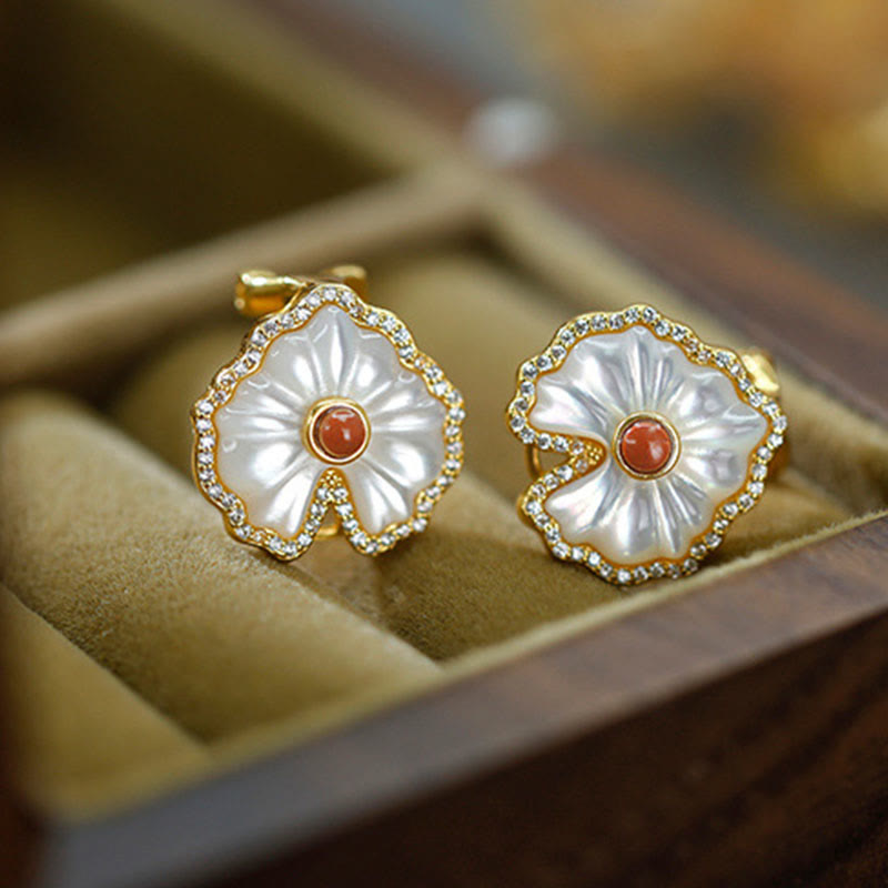 925 Sterling Silver Spiritual Necklace Set with Tridacna Red Agate Lazurite