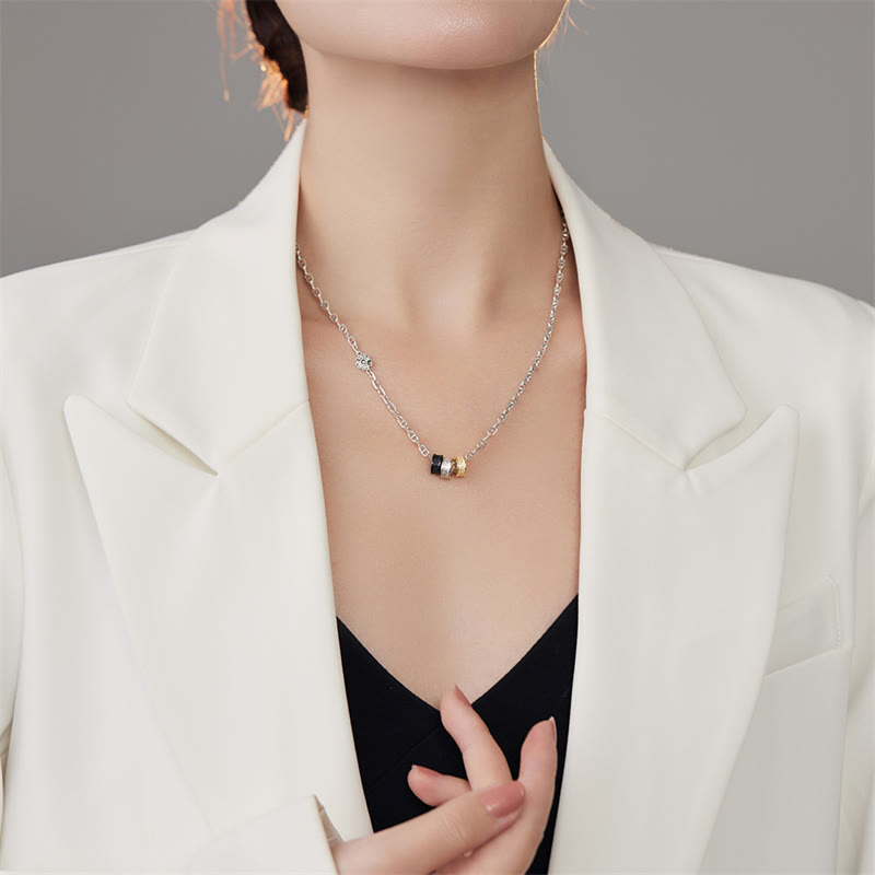 925 Sterling Silver Tang Dynasty Flower Luck Energy Necklace