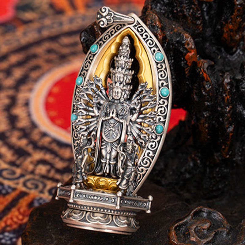 925 Sterling Silver Thousand-Armed Guanyin Wealth Necklace