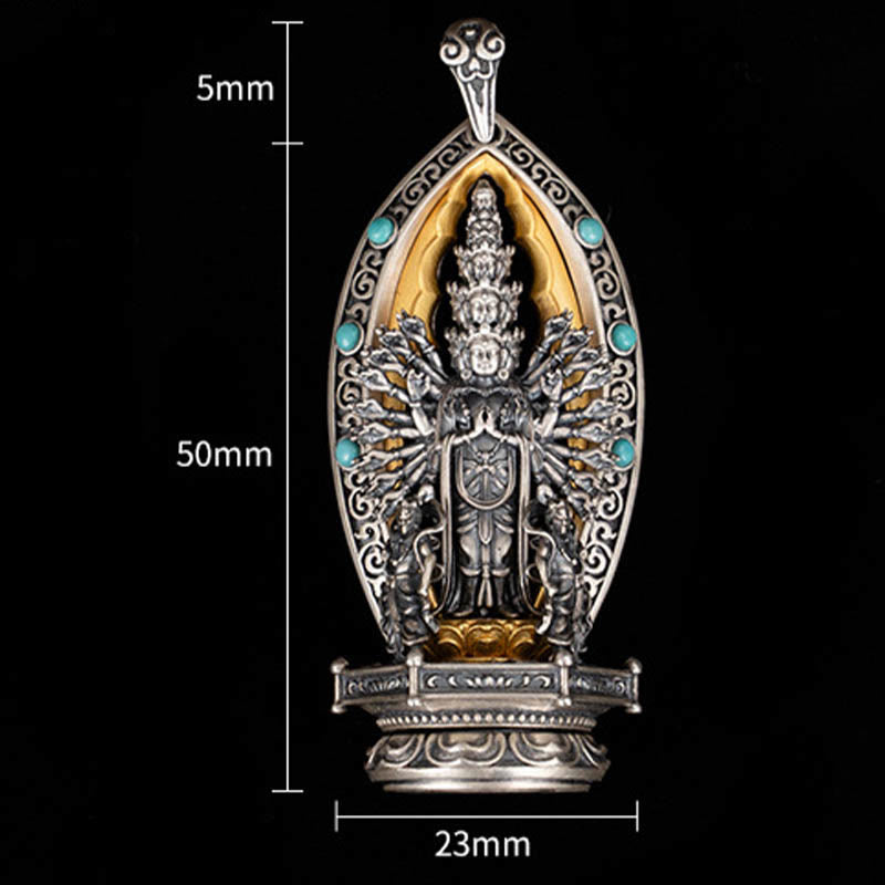 925 Sterling Silver Thousand-Armed Guanyin Wealth Necklace