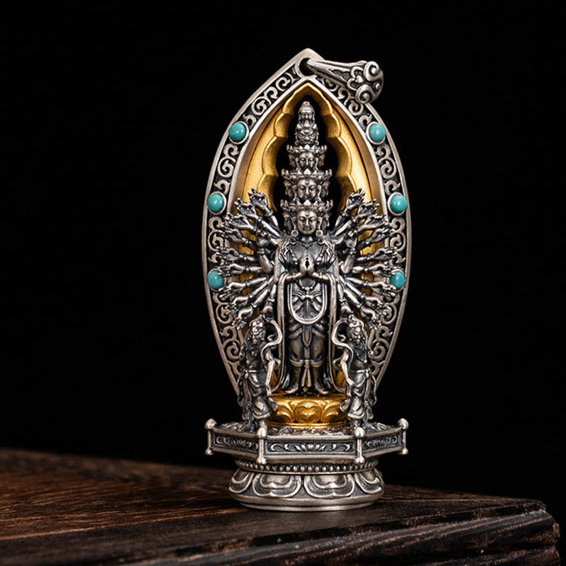 925 Sterling Silver Thousand-Armed Guanyin Wealth Necklace