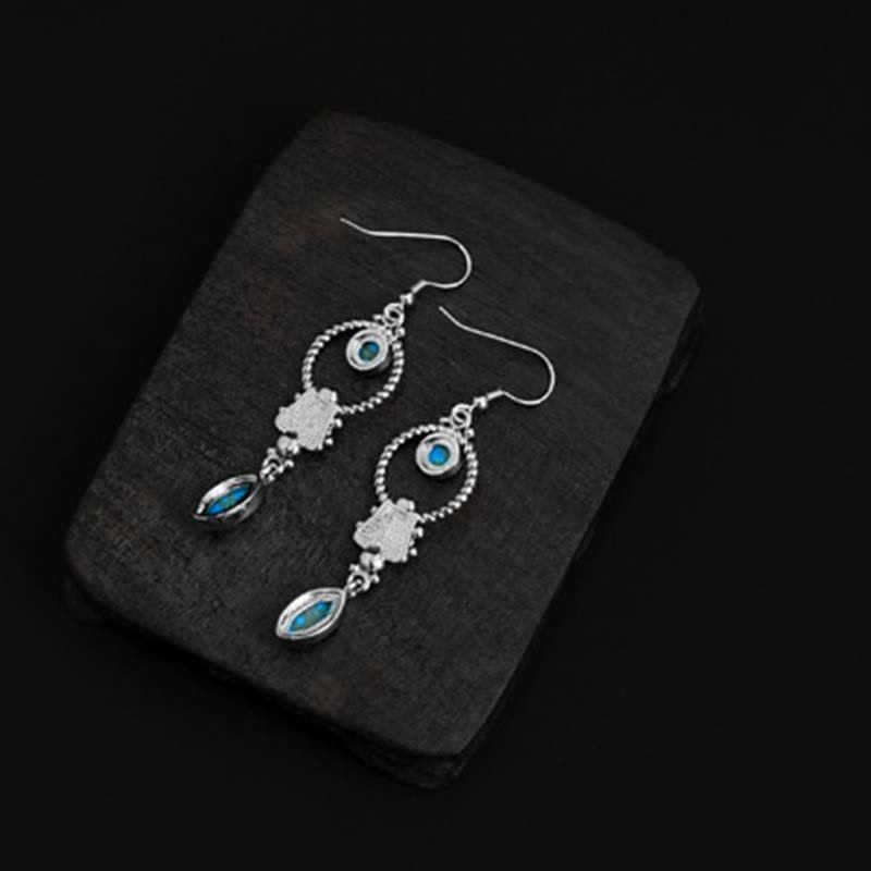 925 Sterling Silver Turquoise Balance Drop Dangle Earrings