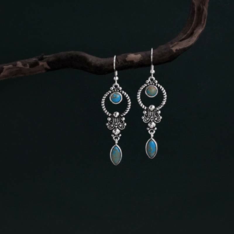 925 Sterling Silver Turquoise Balance Drop Dangle Earrings