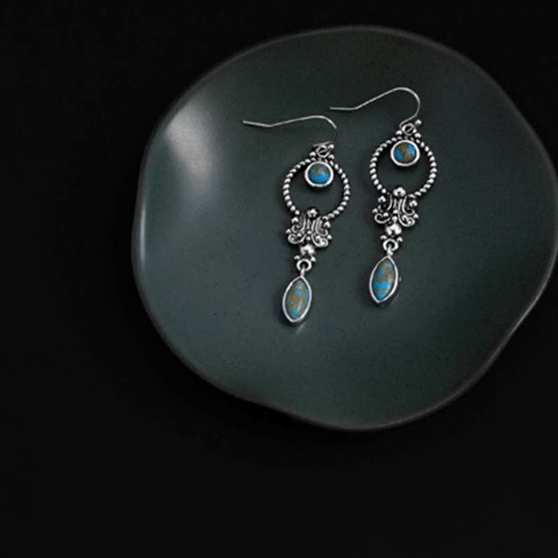925 Sterling Silver Turquoise Balance Drop Dangle Earrings