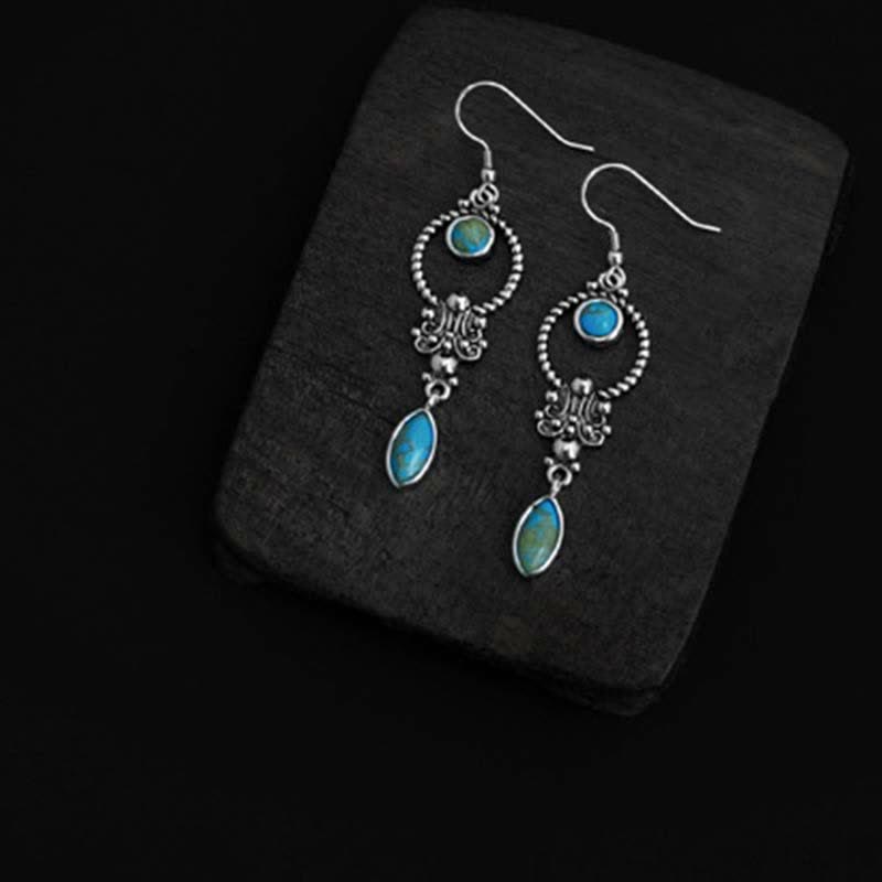 925 Sterling Silver Turquoise Balance Drop Dangle Earrings