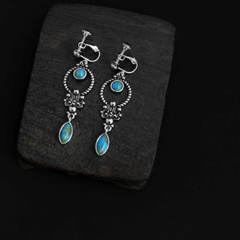 925 Sterling Silver Turquoise Balance Drop Dangle Earrings