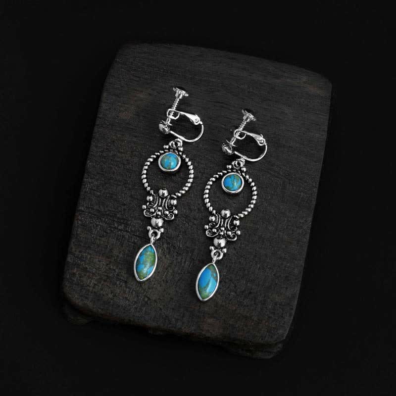 925 Sterling Silver Turquoise Balance Drop Dangle Earrings