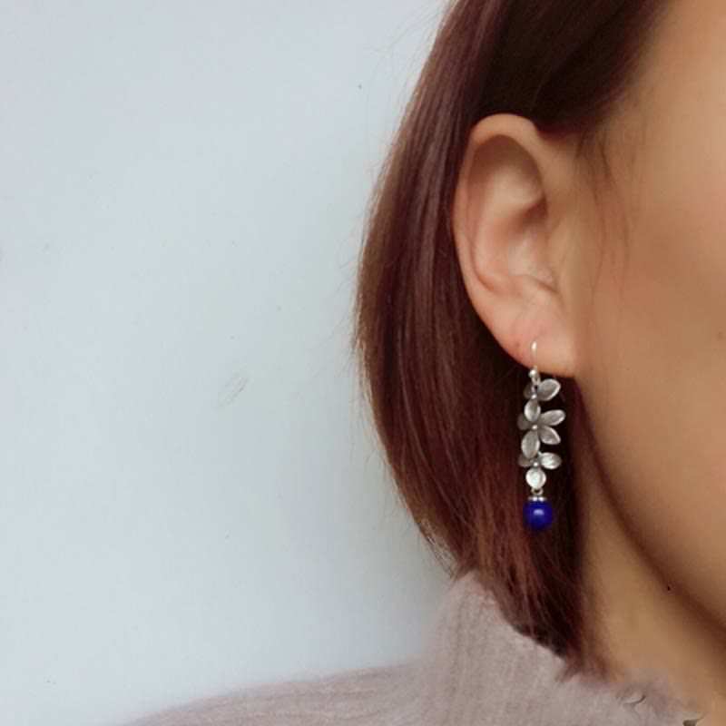 925 Sterling Silver Turquoise Lazurite Serenity Protection Earrings