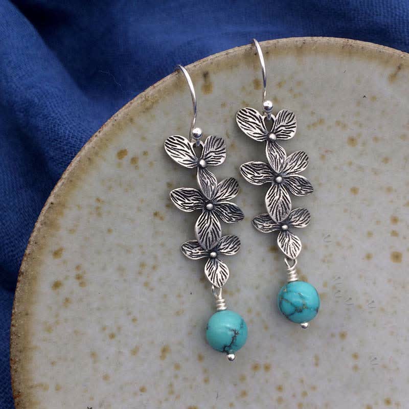 925 Sterling Silver Turquoise Lazurite Serenity Protection Earrings