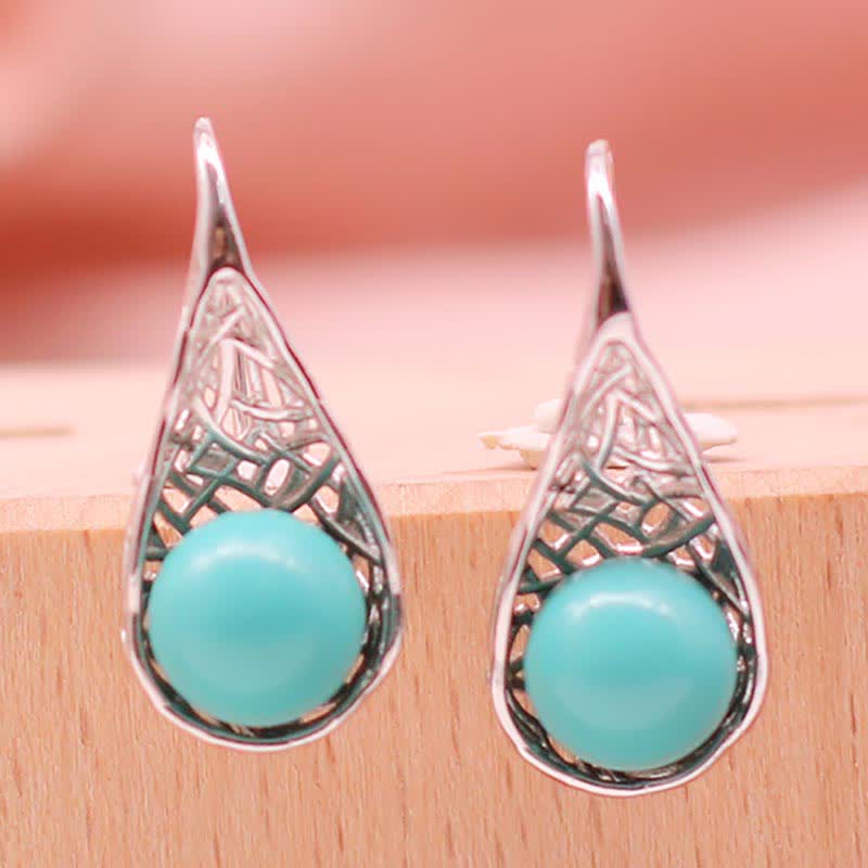 925 Sterling Silver Turquoise Protection Drop Earrings