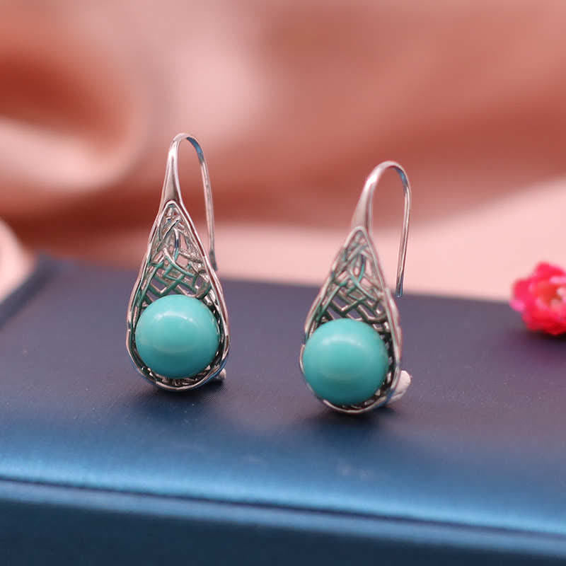 925 Sterling Silver Turquoise Protection Drop Earrings