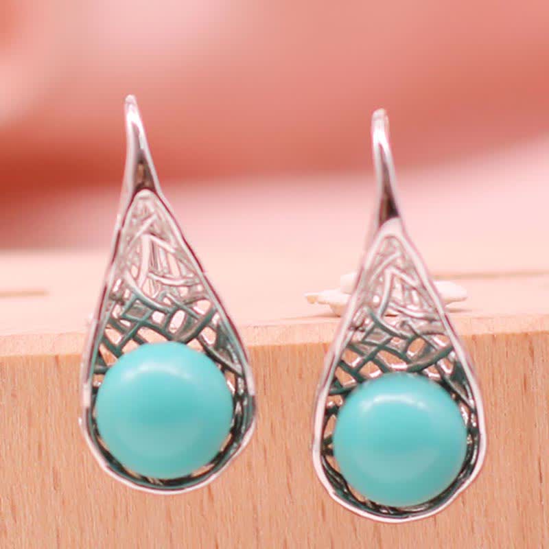 925 Sterling Silver Turquoise Protection Drop Earrings